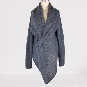 Sarah Pacini Soft Mohair Sweater Grey Wrap Long Cardigan One Size made in Italy